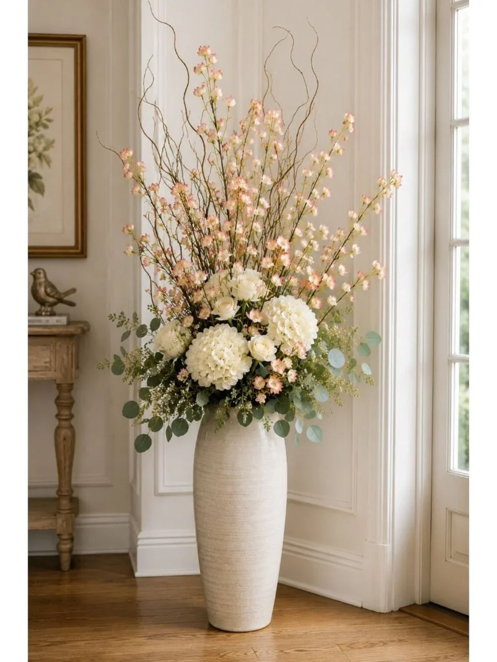 Artificial Dogwood Style Flower Stems Set of 2 Blush Pink White Faux Floral